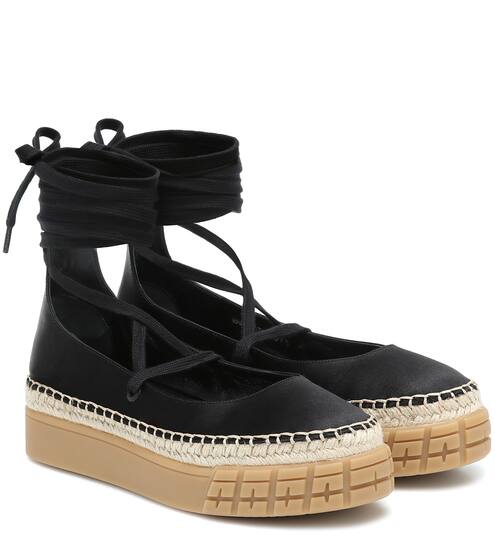 Satin platform espadrille sandals | Prada