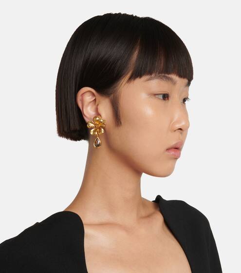 Swarovski-drop clip-on earrings | Oscar de la Renta