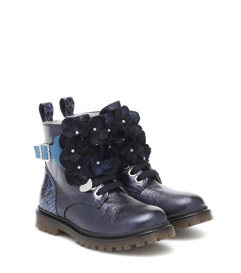 Embellished faux leather ankle boots | Monnalisa