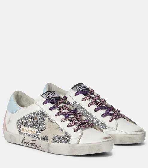 Superstar glitter leather sneakers | Golden Goose