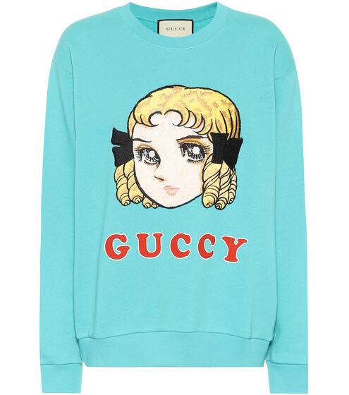 Guccy embroidered cotton sweatshirt | Gucci