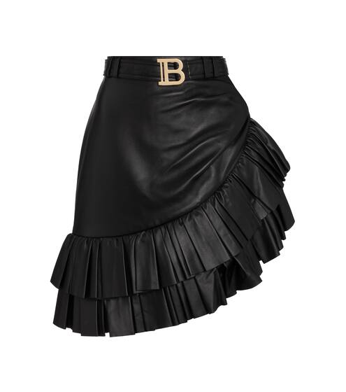 Minifalda de piel con volantes | Balmain