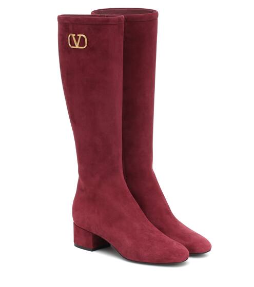 Valentino Garavani VLOGO suede knee-high boots | Valentino