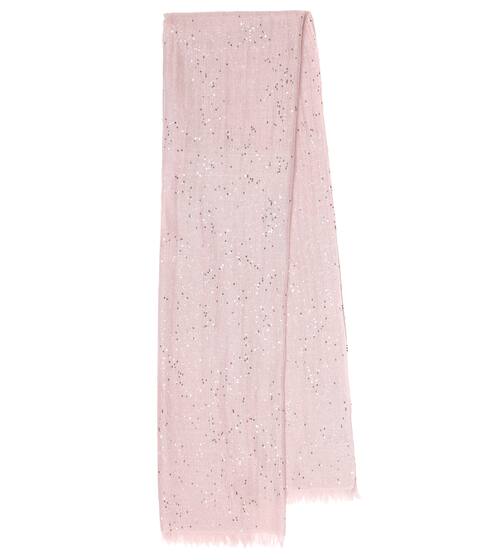 Embellished cashmere-blend scarf | Brunello Cucinelli