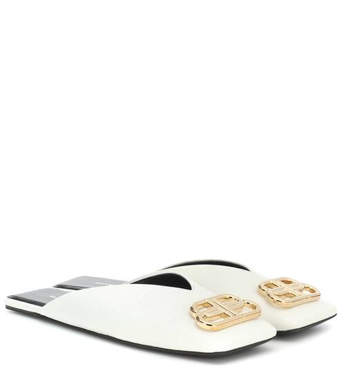 Slippers Double Square BB aus Leder | Balenciaga