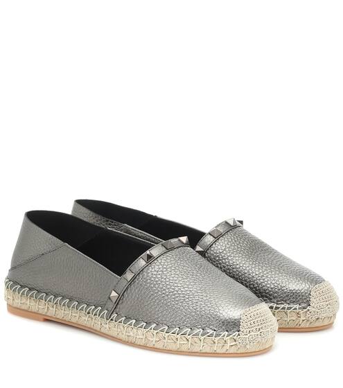 Valentino Garavani Rockstud Double metallic leather espadrilles | Valentino