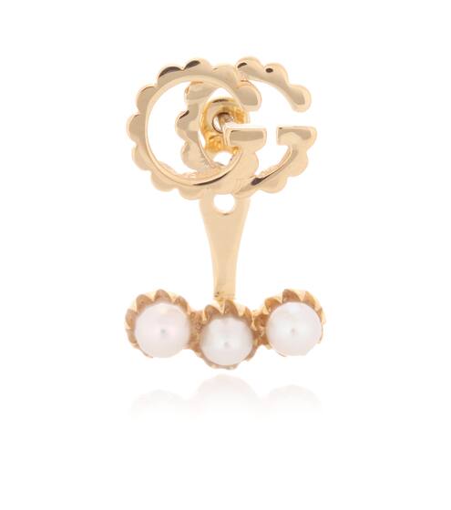 Ohrring Double G Pearl Single aus 18kt Gelbgold und Perlen | Gucci