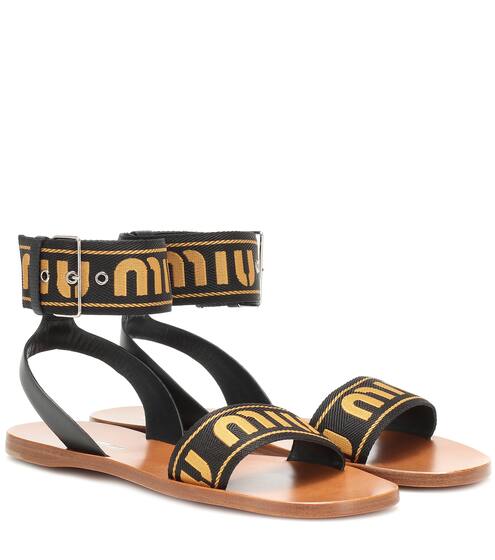 Logo leather sandals | Miu Miu