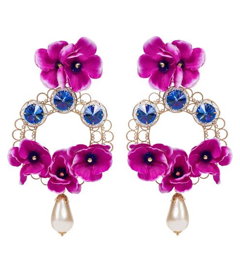 Floral embellished clip-on earrings | Dolce & Gabbana