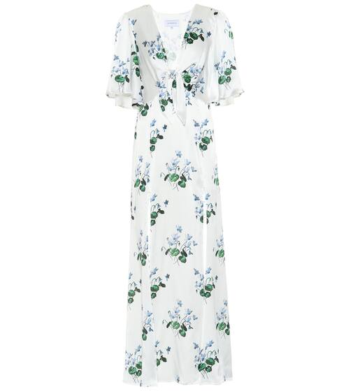 Floral silk-satin maxi dress | Les Rêveries