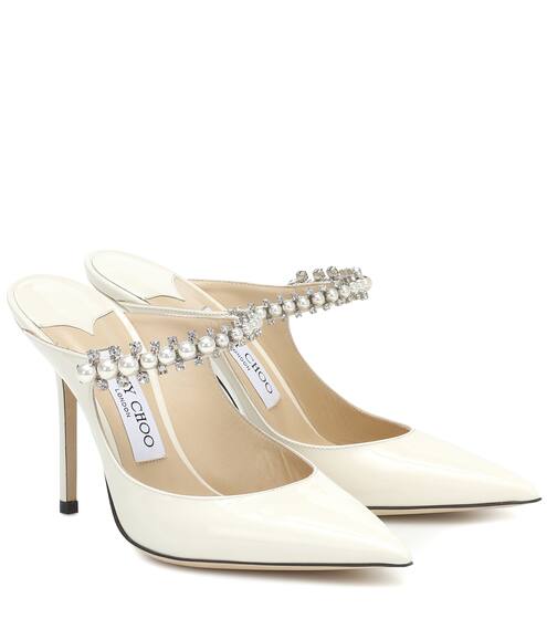 Mules Bing 100 in vernice con cristalli | Jimmy Choo