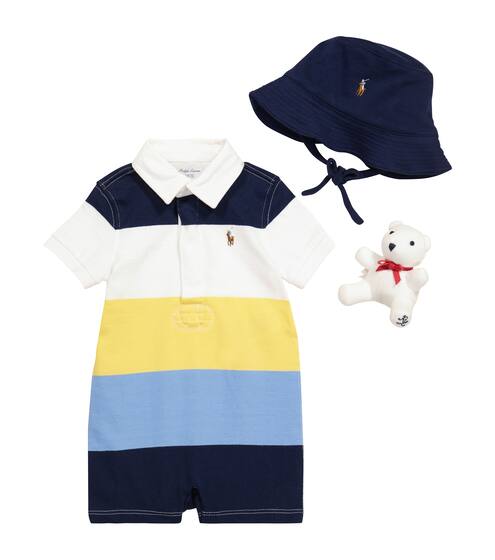 Baby striped cotton playsuit, hat and soft toy set | Polo Ralph Lauren Kids