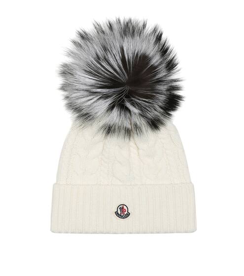 Fur-trimmed wool-blend beanie | Moncler