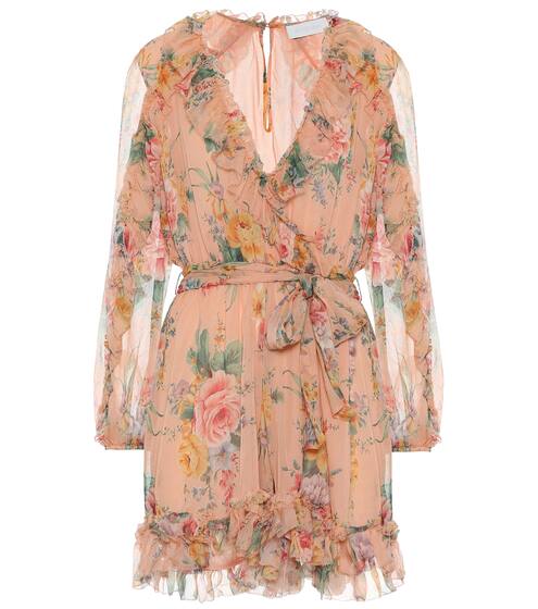 Zinnia floral silk wrap minidress | Zimmermann