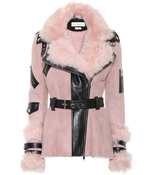 Leather-trimmed shearling jacket | Alexander McQueen
