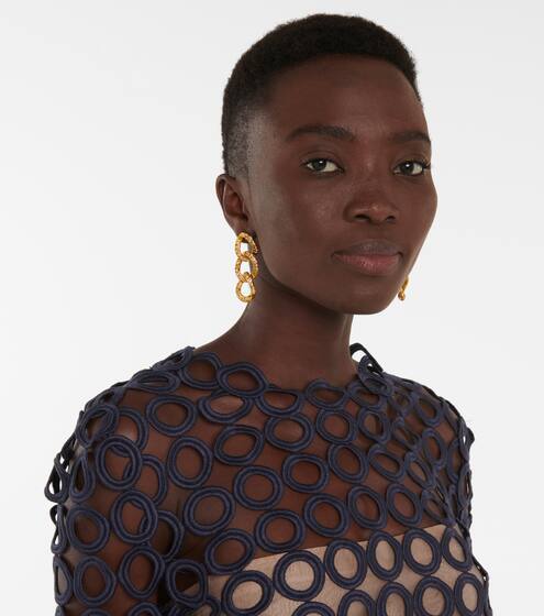 Embellished chain-link earrings | Oscar de la Renta