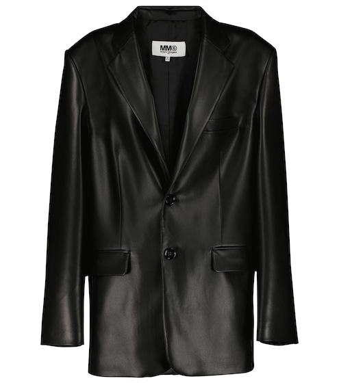 white leather blazer