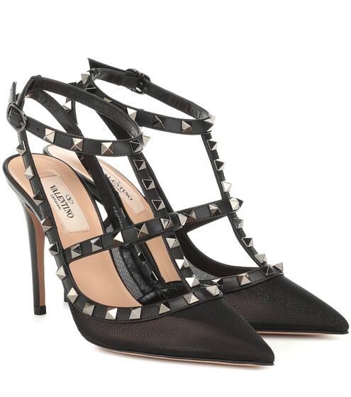 Valentino Garavani Rockstud mesh and leather pumps | Valentino