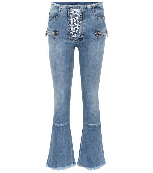 Lace-up mid-rise kick-flare jeans | Unravel