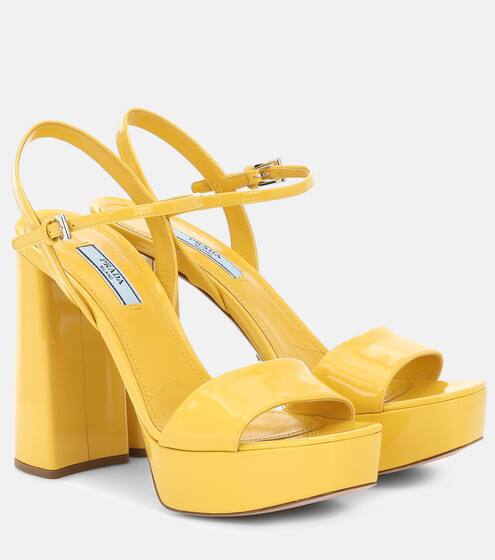 Patent-leather platform sandals | Prada