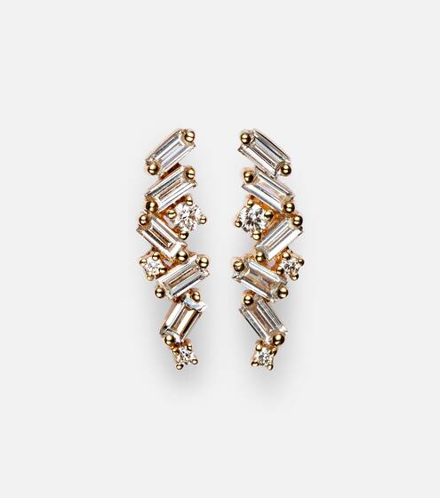 Fireworks 18kt gold earrings with diamonds | Suzanne Kalan