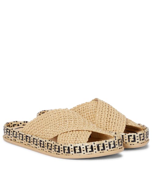 FF Reflections raffia slides | Fendi