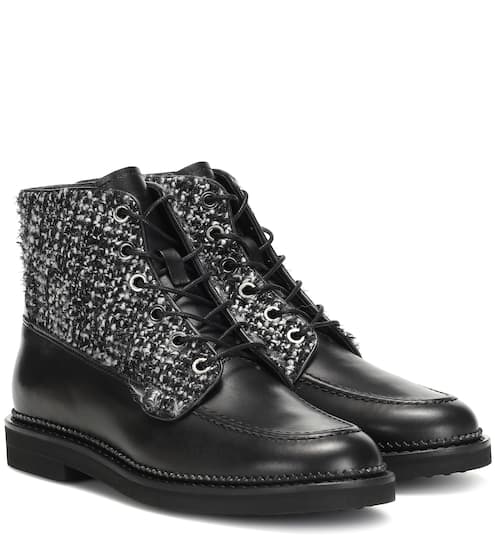Exclusive to Mytheresa – leather and tweed ankle boots | Tod's