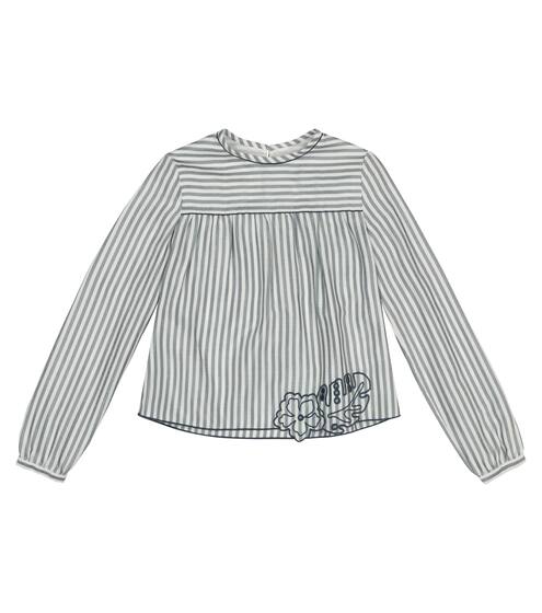 Silvie striped embroidered silk top | Loro Piana Kids
