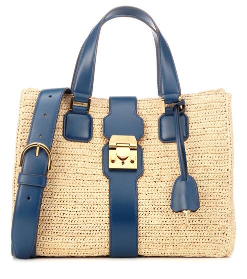 حقيبة لليد من الرافية والجلد Riviera Medium | Mark Cross