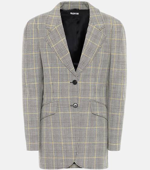 Checked wool-twill blazer | Miu Miu