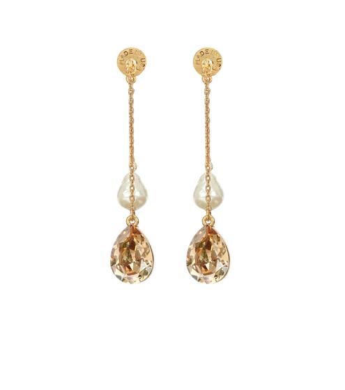 Boucles d'oreilles à cristaux et perles fantaisie | Oscar de la Renta