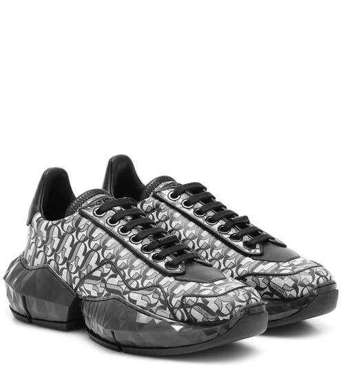 Diamond/F printed leather sneakers | Jimmy Choo