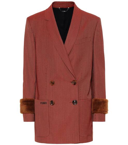 Shearling-trimmed wool-blend blazer | Fendi