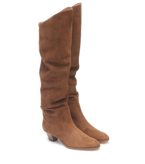 بوت للركبة من الجلد السويدي Sienna 50 | Aquazzura