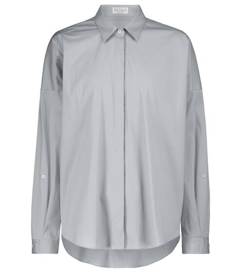 Embellished cotton-blend shirt | Brunello Cucinelli