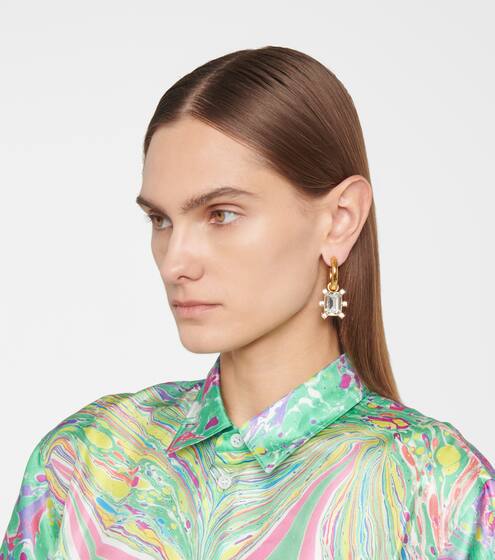 Crystal-embellished hoop earrings | Oscar de la Renta