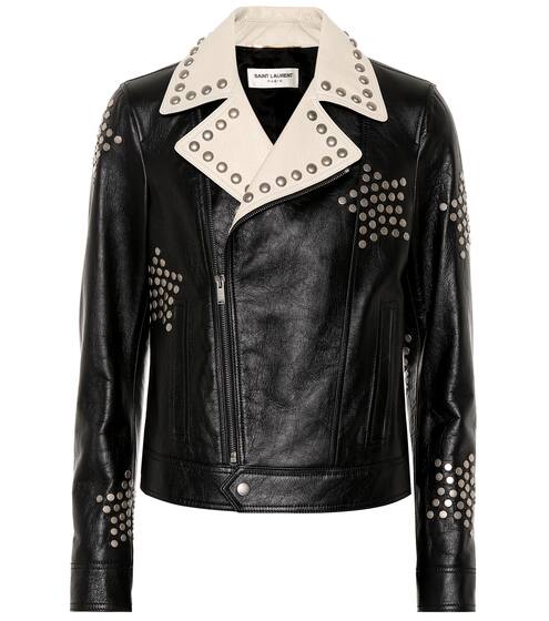 Studded leather biker jacket | Saint Laurent