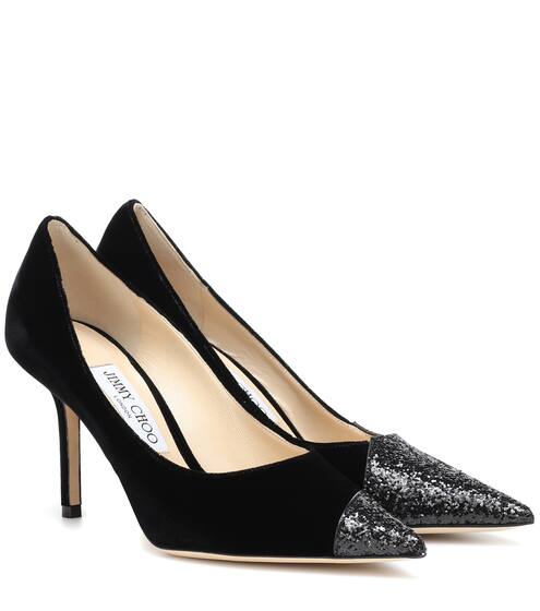 Pumps Love 85 in velluto e glitter | Jimmy Choo