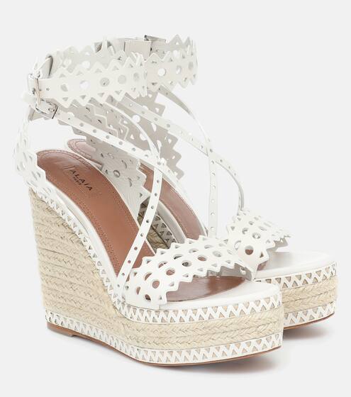 Leather platform espadrille sandals | Alaïa