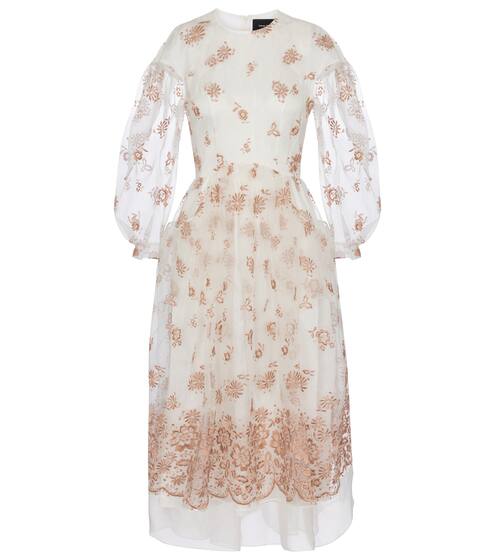 حصرياً لدى Mytheresa – فستان ميدي من الأورجانزا مع تطريز | Simone Rocha