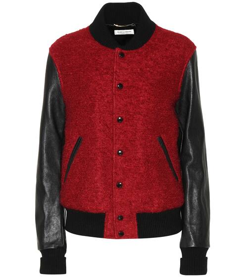 Wool, mohair and leather varsity jacket | Saint Laurent