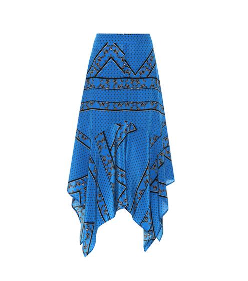 Printed asymmetric silk skirt | Ganni