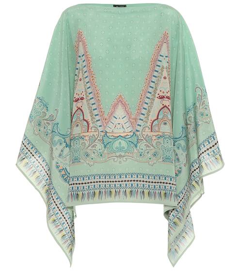 Printed silk poncho | Etro