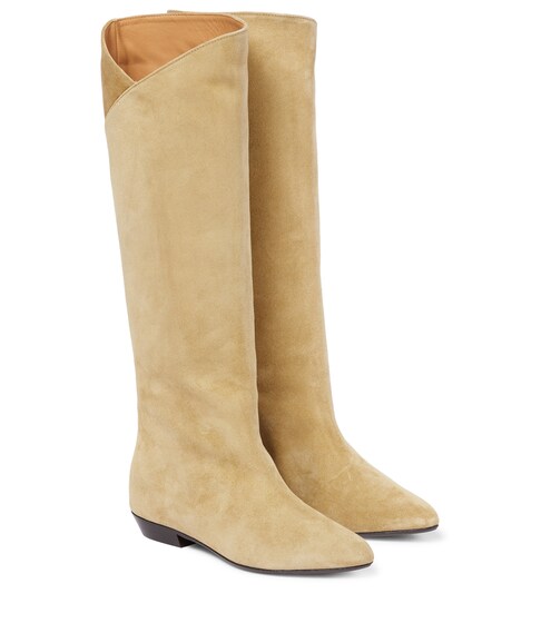 long flat suede boots