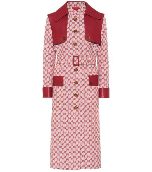GG leather-trimmed trench coat | Gucci