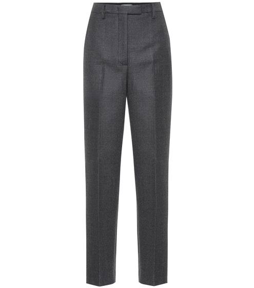 High-rise wool-blend straight pants | Prada