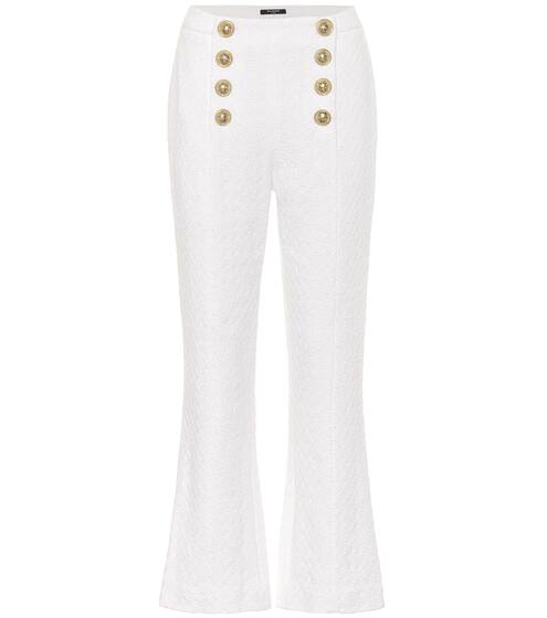High-rise cropped cotton-blend pants | Balmain