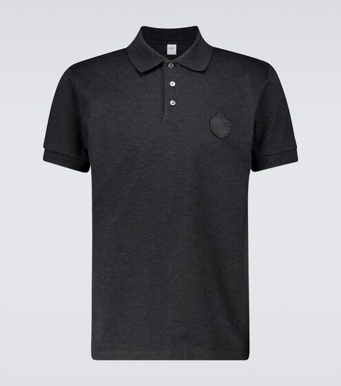 Cotton polo shirt with leather logo | Berluti