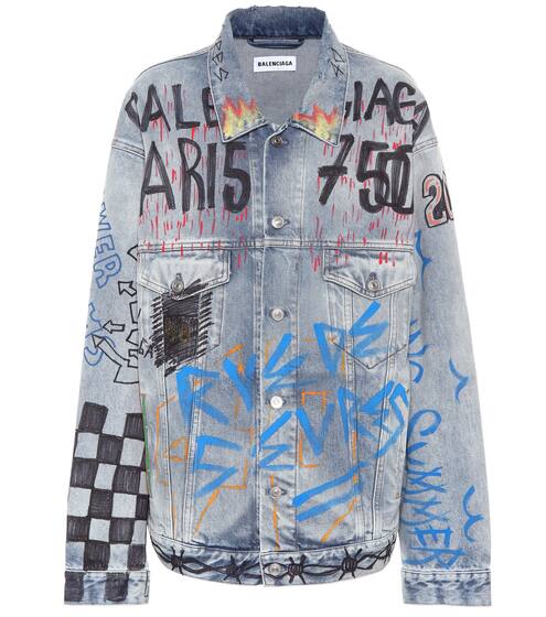 Oversized graffiti denim jacket | Balenciaga