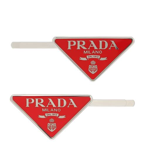 Set of 2 logo hair clips | Prada